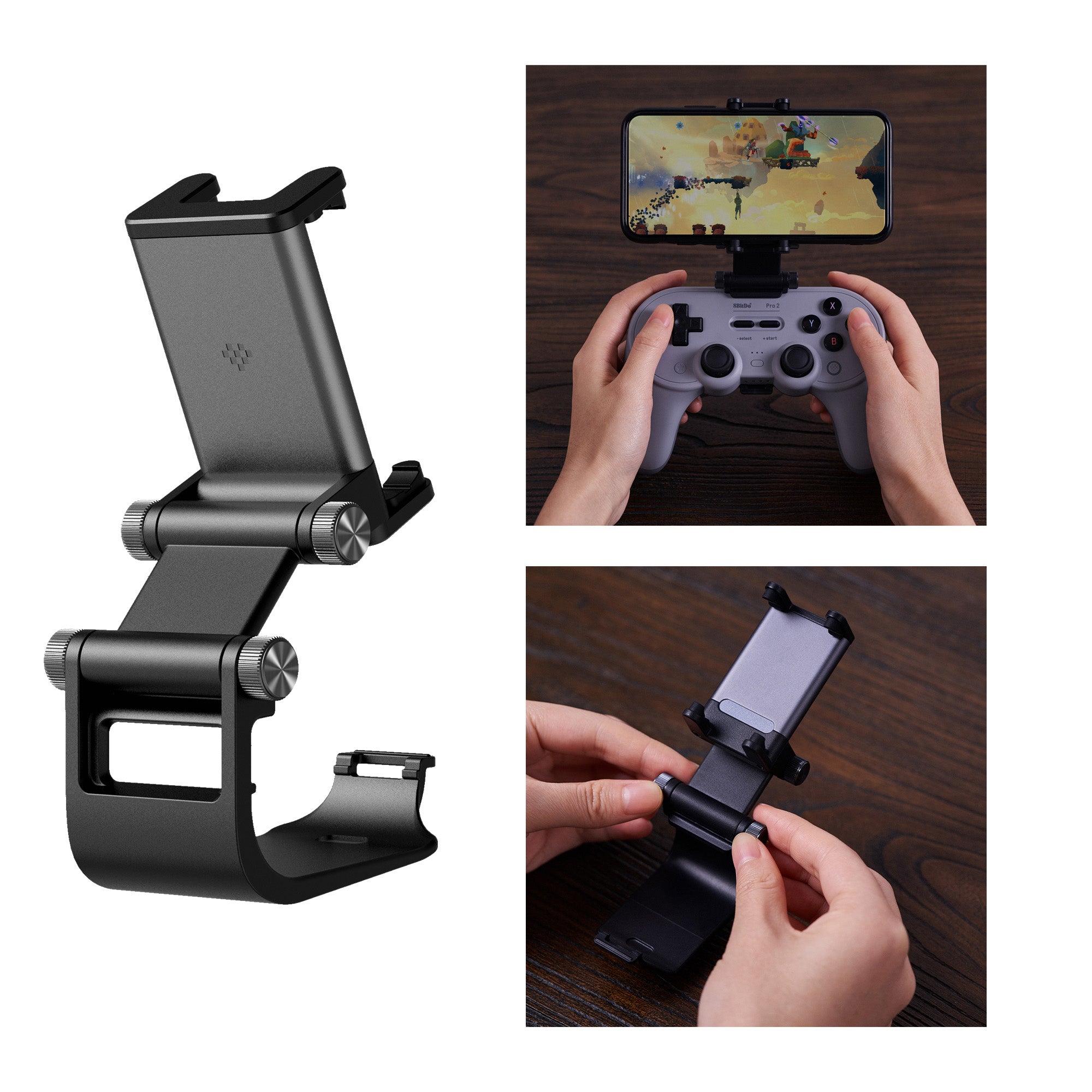 8BITDO Adjustable Aluminium Alloy Phone Holder Gaming Clip Bracket for 8BitDo Pro 2 Bluetooth Controller 8BITDO Adjustable Aluminium Alloy Phone Holder Gaming Clip Bracket for 8BitDo Pro 2 Bluetooth Controller
